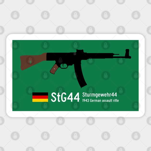 Stg44 Sturmgewehr44 or Mp44 Historical 1943 German assault rifle white. Magnet by FOGSJ